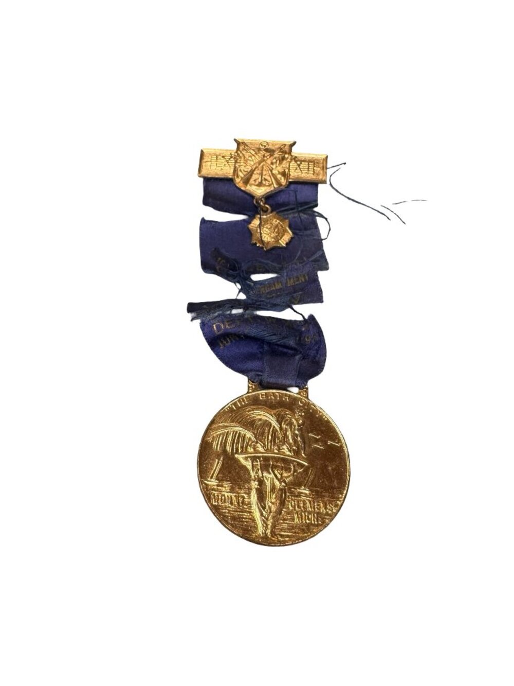 Vintage Mount Clemens Michigan "The Bath City" Vfw Award Medal Ribbon READ